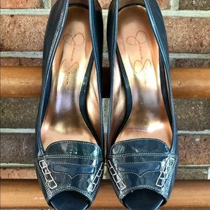 Jessica Simpson Blue Penny Loafer Heels size 8